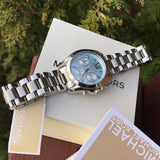 Buy Shop Michael Kors Bradshaw Chronograph Blue Dial Silver Steel Strap Watch For Women - MK6098 USA Online