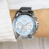 Buy Shop Michael Kors Bradshaw Chronograph Blue Dial Silver Steel Strap Watch For Women - MK6099 USA Online