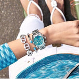 Buy Shop Michael Kors Bradshaw Chronograph Blue Dial Silver Steel Strap Watch For Women - MK6099 USA Online
