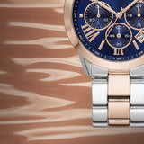 Buy Shop Michael Kors Bradshaw Chronograph Blue Dial Two Tone Steel Strap Watch For Women - MK6389 USA Online