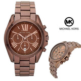 Buy Shop Michael Kors Bradshaw Chronograph Brown Dial Brown Steel Strap Watch For Women - MK6247 USA Online