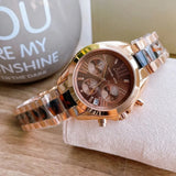 Buy Shop Michael Kors Bradshaw Chronograph Brown Dial Two Tone Steel Strap Watch For Women - MK5944 USA Online