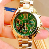 Buy Shop Michael Kors Bradshaw Chronograph Green Dial Gold Steel Strap Watch For Women - MK7257 USA Online