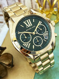 Buy Shop Michael Kors Bradshaw Chronograph Green Dial Gold Steel Strap Watch For Women - MK7257 USA Online
