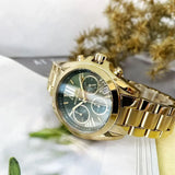 Buy Shop Michael Kors Bradshaw Chronograph Green Dial Gold Steel Strap Watch For Women - MK7257 USA Online