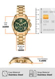 Buy Shop Michael Kors Bradshaw Chronograph Green Dial Gold Steel Strap Watch For Women - MK7257 USA Online