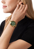 Buy Shop Michael Kors Bradshaw Chronograph Green Dial Gold Steel Strap Watch For Women - MK7257 USA Online