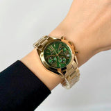 Buy Shop Michael Kors Bradshaw Chronograph Green Dial Gold Steel Strap Watch For Women - MK7257 USA Online