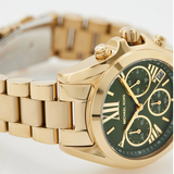 Buy Shop Michael Kors Bradshaw Chronograph Green Dial Gold Steel Strap Watch For Women - MK7257 USA Online