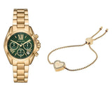 Buy Shop Michael Kors Bradshaw Chronograph Green Dial Gold Steel Strap Watch For Women - MK7257 USA Online