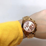 Buy Shop Michael Kors Bradshaw Chronograph Rose Gold Dial Rose Gold Steel Strap Watch for Women - MK5799 USA Online