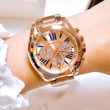 Buy Shop Michael Kors Bradshaw Chronograph Rose Gold Dial Rose Gold Steel Strap Watch For Women - MK6321 USA Online