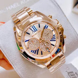 Buy Shop Michael Kors Bradshaw Chronograph Rose Gold Dial Rose Gold Steel Strap Watch For Women - MK6321 USA Online