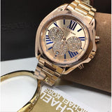 Buy Shop Michael Kors Bradshaw Chronograph Rose Gold Dial Rose Gold Steel Strap Watch For Women - MK6321 USA Online