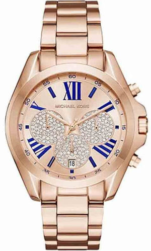 Buy Shop Michael Kors Bradshaw Chronograph Rose Gold Dial Rose Gold Steel Strap Watch For Women - MK6321 USA Online