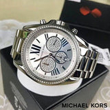 Buy Shop Michael Kors Bradshaw Chronograph Silver Dial Silver Steel Strap Watch For Women - MK6537 USA Online