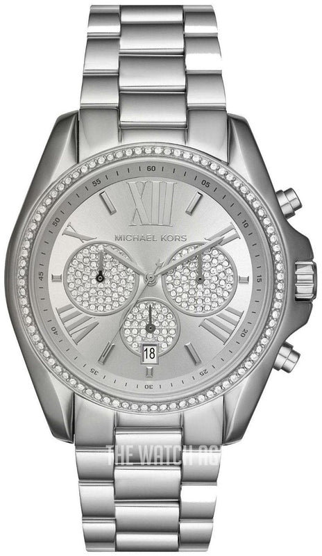 Buy Shop Michael Kors Bradshaw Chronograph Silver Dial Silver Steel Strap Watch For Women - MK6537 USA Online