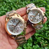 Buy Shop Michael Kors Bradshaw Chronograph Silver Dial Two Tone Steel Strap Watch For Women - MK5855 USA Online