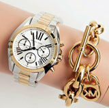 Buy Shop Michael Kors Bradshaw Chronograph Silver Dial Two Tone Steel Strap Watch For Women - MK5912 USA Online