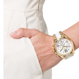 Buy Shop Michael Kors Bradshaw Chronograph White Dial Two Tone Steel Strap Watch For Women - MK5743 USA Online