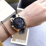 Buy Shop Michael Kors Bradshaw Navy Blue Dial Two Tone Steel Strap Watch for Women - MK6268 USA Online