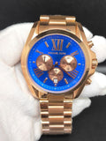 Buy Shop Michael Kors Bradshaw Quartz Blue Dial Rose Gold Steel Strap Watch For Women - MK5951 USA Online