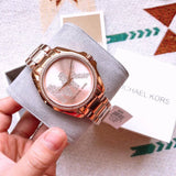 Buy Shop Michael Kors Bradshaw Quartz Rose Gold Dial Rose Gold Steel Strap Watch For Women - MK6556 USA Online