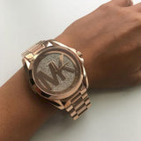 Buy Shop Michael Kors Bradshaw Rose Gold Dial Rose Gold Steel Strap Watch for Women - MK6437 USA Online