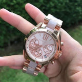 Buy Shop Michael Kors Bradshaw Rose Gold Dial Two Tone Steel Strap Watch for Women - MK6066 USA Online