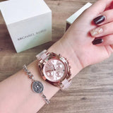 Buy Shop Michael Kors Bradshaw Rose Gold Dial Two Tone Steel Strap Watch for Women - MK6066 USA Online