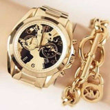Buy Shop Michael Kors Bradshaw Stop Hunger Black Gold Dial Gold Steel Strap Watch for Women - MK6272 USA Online