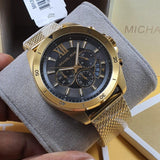Buy Shop Michael Kors Brecken Chronograph Black Dial Gold Mesh Strap Watch For Men - MK8867 USA Online