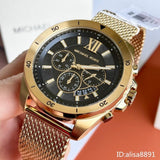 Buy Shop Michael Kors Brecken Chronograph Black Dial Gold Mesh Strap Watch For Men - MK8867 USA Online