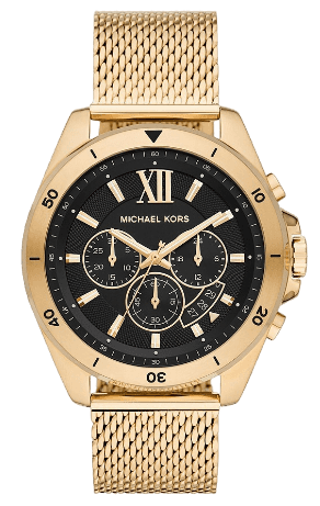 Buy Shop Michael Kors Brecken Chronograph Black Dial Gold Mesh Strap Watch For Men - MK8867 USA Online