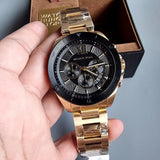 Buy Shop Michael Kors Brecken Chronograph Black Dial Gold Steel Strap Watch For Men - MK8848 USA Online