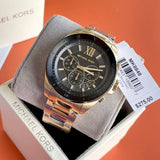 Buy Shop Michael Kors Brecken Chronograph Black Dial Gold Steel Strap Watch For Men - MK8848 USA Online