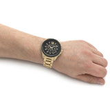 Buy Shop Michael Kors Brecken Chronograph Black Dial Gold Steel Strap Watch For Men - MK8848 USA Online