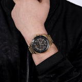 Buy Shop Michael Kors Brecken Chronograph Black Dial Gold Steel Strap Watch For Men - MK8848 USA Online