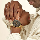 Buy Shop Michael Kors Brecken Chronograph Black Dial Gold Steel Strap Watch For Men - MK8848 USA Online