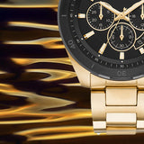 Buy Shop Michael Kors Brecken Chronograph Black Dial Gold Steel Strap Watch For Men - MK8848 USA Online