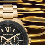 Buy Shop Michael Kors Brecken Chronograph Black Dial Gold Steel Strap Watch For Men - MK8848 USA Online