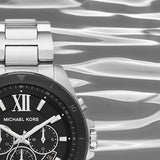 Buy Shop Michael Kors Brecken Chronograph Black Dial Silver Steel Strap Watch For Men - MK8847 USA Online