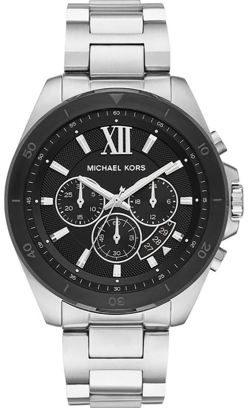 Buy Shop Michael Kors Brecken Chronograph Black Dial Silver Steel Strap Watch For Men - MK8847 USA Online