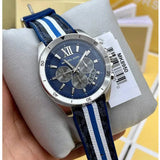 Buy Shop Michael Kors Brecken Chronograph Blue Dial Two Tone PVC Strap Watch For Men - MK8950 USA Online