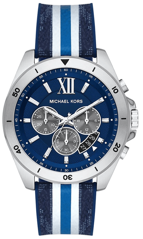 Buy Shop Michael Kors Brecken Chronograph Blue Dial Two Tone PVC Strap Watch For Men - MK8950 USA Online