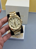 Buy Shop Michael Kors Brecken Chronograph Gold Dial Gold Steel Strap Watch For Women - MK6366 USA Online