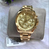 Buy Shop Michael Kors Brecken Chronograph Gold Dial Gold Steel Strap Watch For Women - MK6366 USA Online