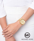 Buy Shop Michael Kors Brecken Chronograph Gold Dial Gold Steel Strap Watch For Women - MK6366 USA Online