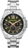 Buy Shop Michael Kors Brecken Chronograph Green Dial Silver Steel Strap Watch For Men - MK8984 USA Online