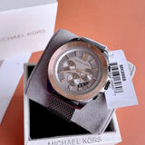 Buy Shop Michael Kors Brecken Chronograph Grey Dial Silver Mesh Strap Watch For Men - MK8868 USA Online